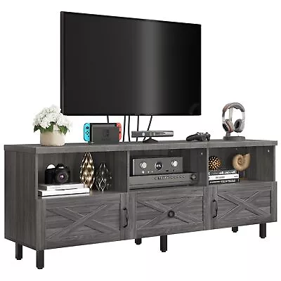 Farmhouse TV Stand For 70 Inch TV Rustic Entertainment Center TV Console Cabinet • $138.99