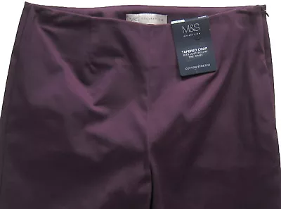 M&S Womens Marks And Spencer Purple Tapered Crop Trousers Size 14 12 10 8 • £15.99