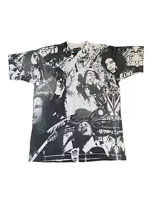 Vintage 90s Bob Marley Balzout AOP Single Stitch T Shirt L • $33