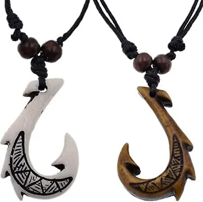 Fish Hook Necklace Maui Hooks (2 Pc) Hawaiian Moana / Maori Cosplay Necklaces • $14.95