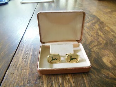 Pair Of Vintage John Deere Gold & Black Cuff Links W/4-Legged Deer • £16.03