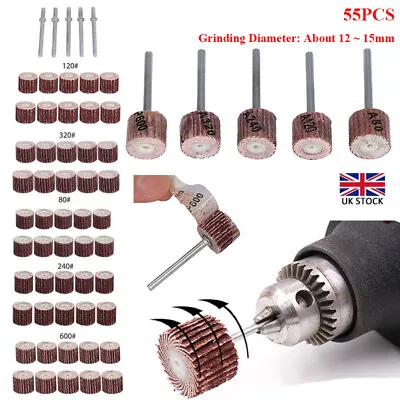 £9.86 • Buy 50x Flap Wheel Sanding Sandpaper Polish Disc For Dremel Rotary Tool 80-600 NEW