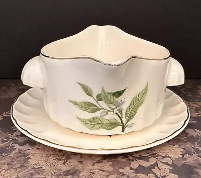 W. S. George Green Valley Bolero Gravy Sauce Boat And Plate Set Of 2 Vintage MC • $17.58