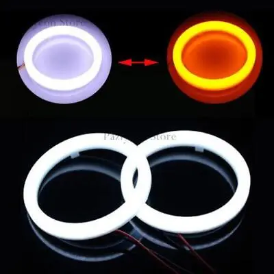 Pair 60-120MM COB LED Angel Eyes Halo Ring Lamp Turn Signal Light White / Amber • $25.99