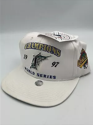 Vintage MLB Florida Marlins 1997 World Series Snapback Hat Baseball Cap White • $19.99