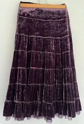 Jigsaw Junior Velvet Purple Maxi Skirt Size 10-11 Excellent Used Condition • £12.50