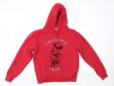 Disney Mens Red Cotton Pullover Hoodie Size S - Minnie Mouse California • £5