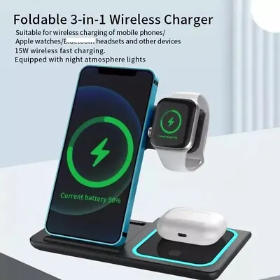 £14.99 • Buy 3in1 Wireless Charger Dock Station For Apple Watch IPhone AirPod