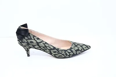 J Crew Dulci Kitten Heel Women Pumps Sz 12 Leopard Print Shoes Bow Pointed Toe • $74.25