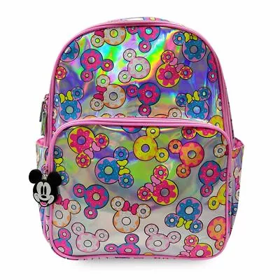 New Disney Store Mickey & Minnie Mouse Pink Donuts Iridescent Backpack 16x10x5 • $49.49