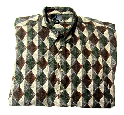 J. Ferrar Men's 2XLXT Button Front Shirt Short Sleeve Multicolor Geometric Desig • $9.95