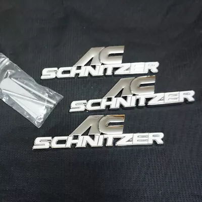 Silver White Chrome AC SCHNITZER Metal Grille Emblem + 2x Decal Sticker Badge 3D • £19.19