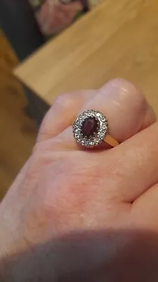 9ct Gold Garnet And Cubic Zirconia Ring • £90