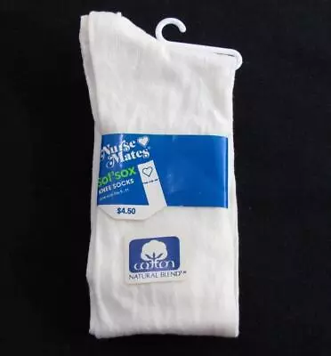 VTG NOS Ladies Nurse Mates Sof'sox White Blue Heart Knee High Socks School Girl • $19.99