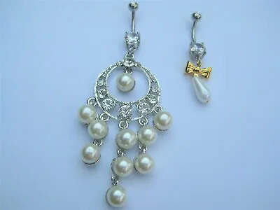 Wedding Pearl Bead Belly Bar 6mm To 16mm Surgical Steel Bar/ Bioflex Up To 30mm • £3.99