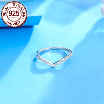 Stackable Sterling Silver 925 Solid CZ Micro Pave Round Ring Costume Jewellery • $8.04