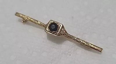 Delicate Vintage Golden Victorian Style Black Stone Mourning Bar Pin Brooch  • $12