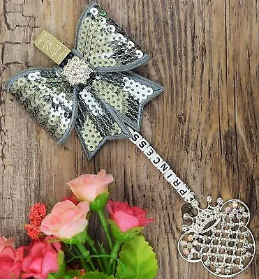 £6.99 • Buy Personalised Stunning Pram Charm In Grey Color Girls Boys Sequin Bow