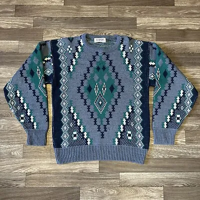 Vintage II Sport Knit Geometric Sweater Men’s Medium Grandpa Hipster Made In USA • $35