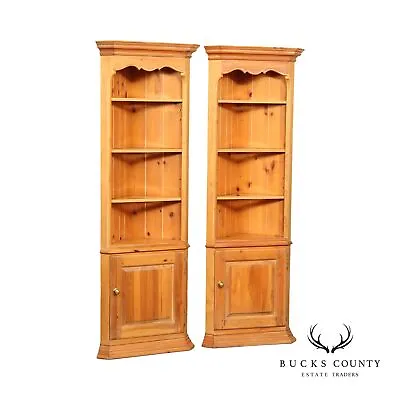 Thomasville 'Replicas 1800' Pair Of Pine Corner Cabinets • $1495