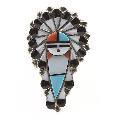 Authentic Stanford & Geraldine Gchachu Zuni Sterling Sunface Inlaid Ring Sz 6.5 • $159