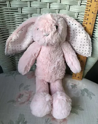 Tesco F&f Pink Bunny Rabbit Soft Toy Comforter Doudou Silver Dotty Spotty Ears • £8.99