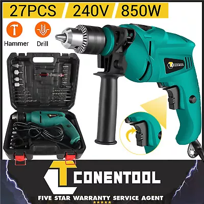 Impact Hammer Drill Corded Electric Screwdriver 850W Variable Speed Power Tool • £23.99