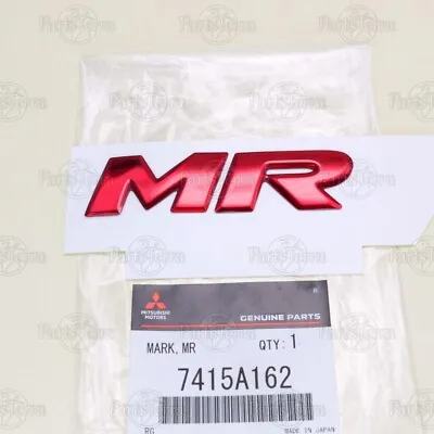 Genuine OEM Mitsubishi LANCER EVO X Rear Emblem Red Letter “MR” 82 X 22 7415A162 • $19.48