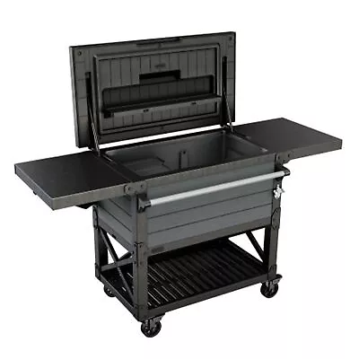 Keter Outdoor Patio Cooler Ice Chest Insulated Beverage Bar Cart Gray(Open Box) • $262.76