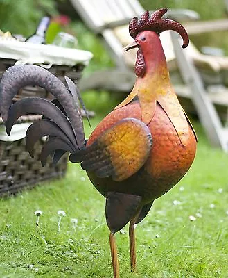 Garden Conservatory Animal Sculpture Ornament - Metal Alert Cockerel  • £34.99