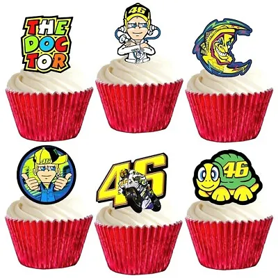 Valentino Rossi Moto Gp The Doctor Stand Up Cup Cake Toppers Edible Decorations • £2.38