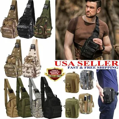 Men Backpack Tactical Sling Chest Bag Assault Pack Messenger Shoulder Bag • $13.99