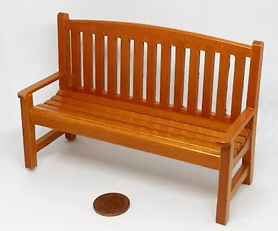 Dolls House Garden Bench Dark Oak Wooden Furniture Tumdee 1:12 Scale Miniature • £9.55