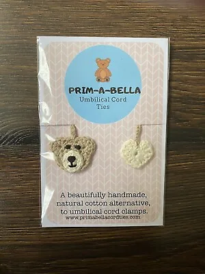 £10 • Buy Neutral Teddy And Heart Crochet Umbilical Cord Tie By Prim-A-Bella 100% Cotton
