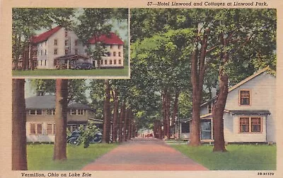 Hotel Linwood & Cottages Vermillion Ohio Linen Postcard 1930's • $1.99