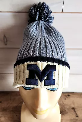 Captivating Headwear University Of Michigan U Of M Knit Logo Pom Beanie Hat • $14.99