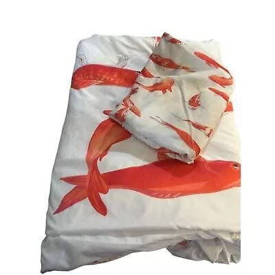 Koi Fish Queen Duvet Cover Set 2 Pillowcases Lightweight Feng Shui Novelty Bed • $19.20