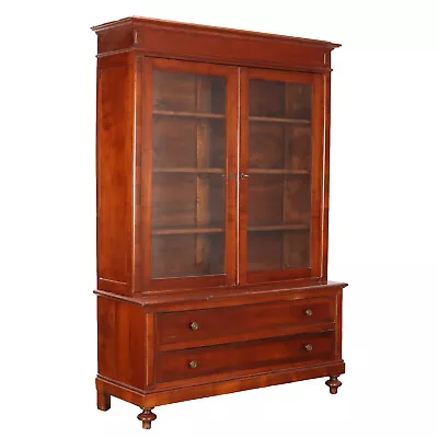 Antique Bookcase Cherrywood Drawers Italy XX Century • £1200