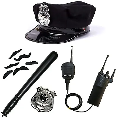 £10.99 • Buy Police Fancy Dress Halloween Policeman Set: Hat, Radio, Badge, Baton, Moustaches
