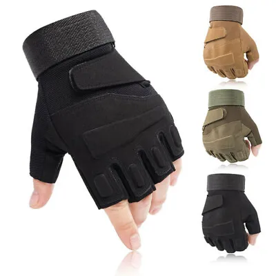 Tactical Hard Knuckle Half Finger Gloves Army Casual Airsoft Work Fingerless UK • £8.99
