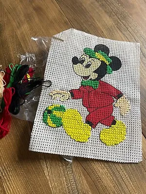 £4.50 • Buy Starter Cross Stitch Kit. Mickey Mouse, Disney Vintage, Partially Completed