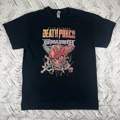 Megadeth 5 Five Finger Death Punch Tour 2022 Black T Shirt The Hu Men’s Large • $9.95