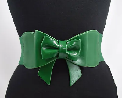 Dancing Days Green Large Bow Accent Elastic Wide Stretch Waist Belt  • $14.40