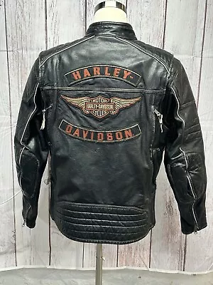 Harley Davidson Men's Detonator Reflective Leather  Jacket Large 98076-15VM • $299.99