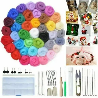 40 Color Wool Felt Needles Tool Set Needle Felting Mat Starter DIY Kit Gift UK • £12.79