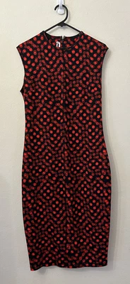 $100 • Buy Alexander McQueen Women’s Red Polka Dot Bodycon Midi Dress - Size Large