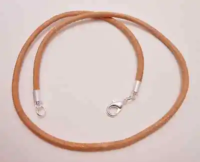 Natural 3mm Leather Cord Surfer Choker Necklace W/ Silver Lobster Clasp- Unisex • $7.49