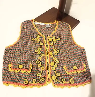 Michael Simon New York Knot Sweater Vest 1994 Bright Embellished Womens Size S • $50