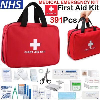 £17.98 • Buy 391 Piece First Aid Kit Medical Emergency Travel Home Car Taxi Work 1st Aid Bag