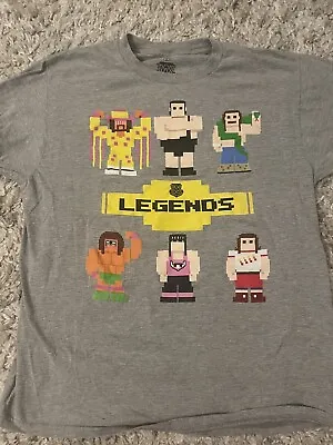 WWE Legends 8-Bit T-Shirt Large Gray Pixel Art Macho Man Bret Hart Andre Warrior • $12